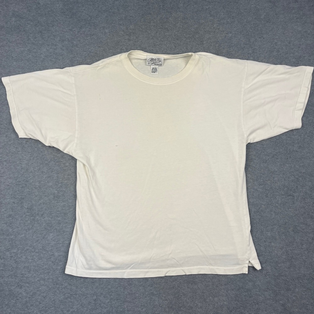 Brass Plum T-Shirt Mens S White Vintage Short Sleeve Cotton Crew Neck
